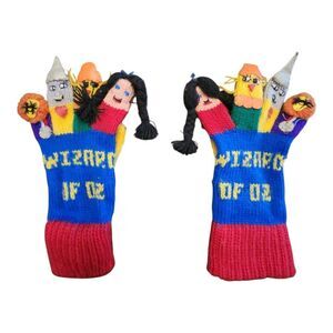 Vintage Cynthia Mckinney Wizard of OZ Kids Gloves Finger Puppets Knit 80s Colors